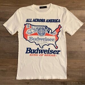 Junk Food Budweiser T-Shirt • NEW • XS (extra small) White Cotton Vintage VTG